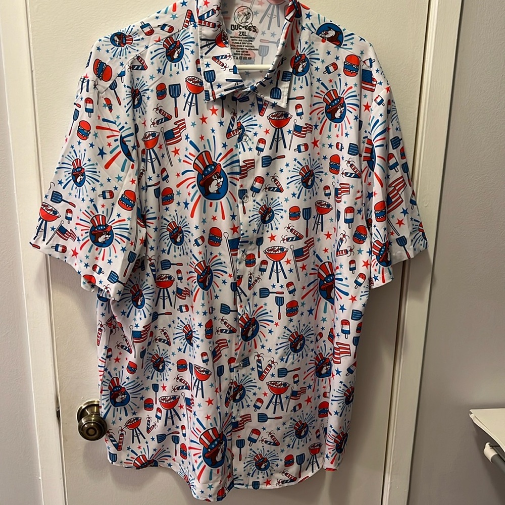 4th of July Buc-ees button down shirt
